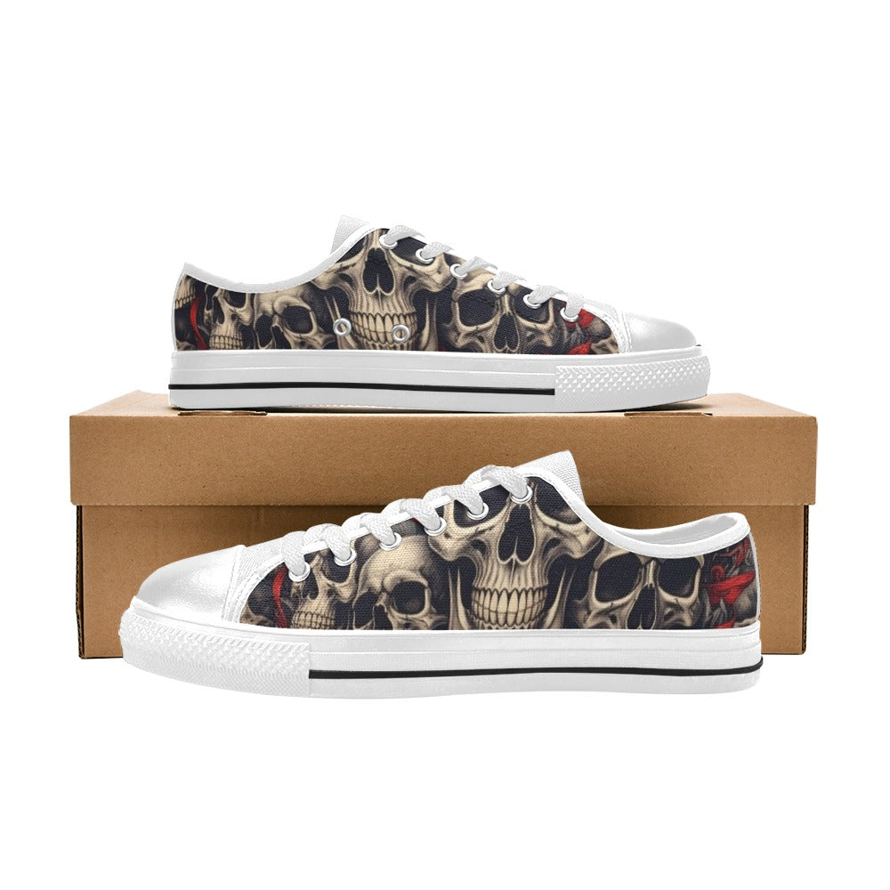 MEN'S Patriotic Skull Flag Low Top Canvas Dark Academia Custom Shoes