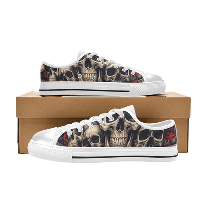 MEN'S Patriotic Skull Flag Low Top Canvas Dark Academia Custom Shoes