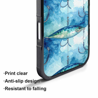 iPhone 17 Pro Max Case — Fishing Lure And Hook Watercolor Abstract, Custom Made Phone Cover