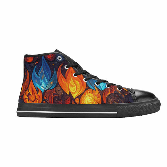 WOMEN'S Fire Flame High Top Canvas Grunge Custom Shoes