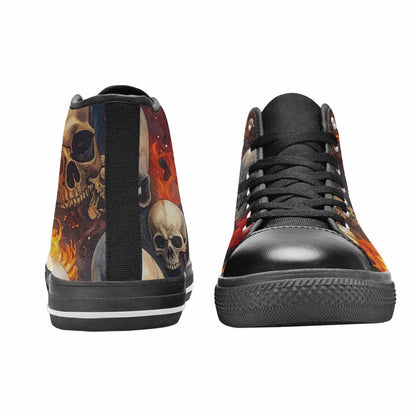 MEN'S Skulls - Flaming High Top Canvas Vivid Sneakers