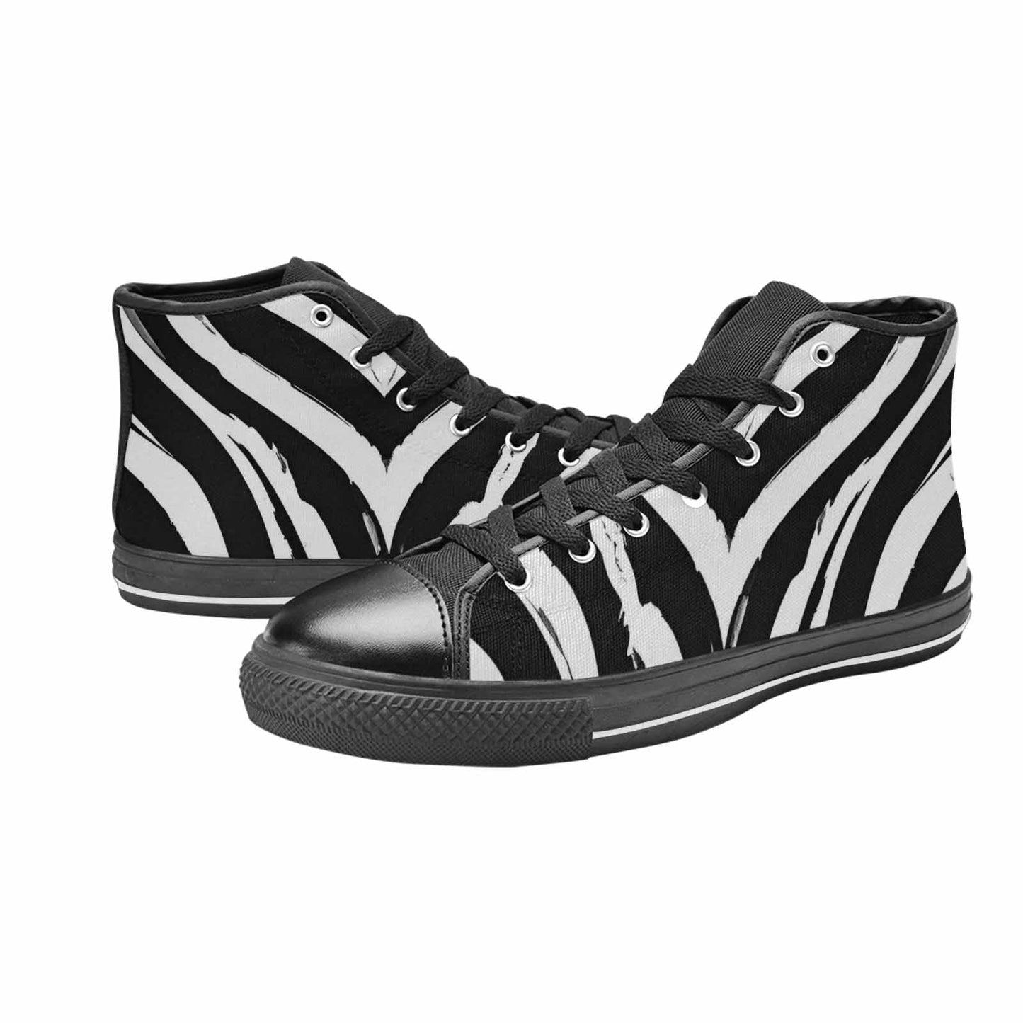 MEN'S Classic Zebra Print High Top Canvas Vibrant Chaos Sneakers