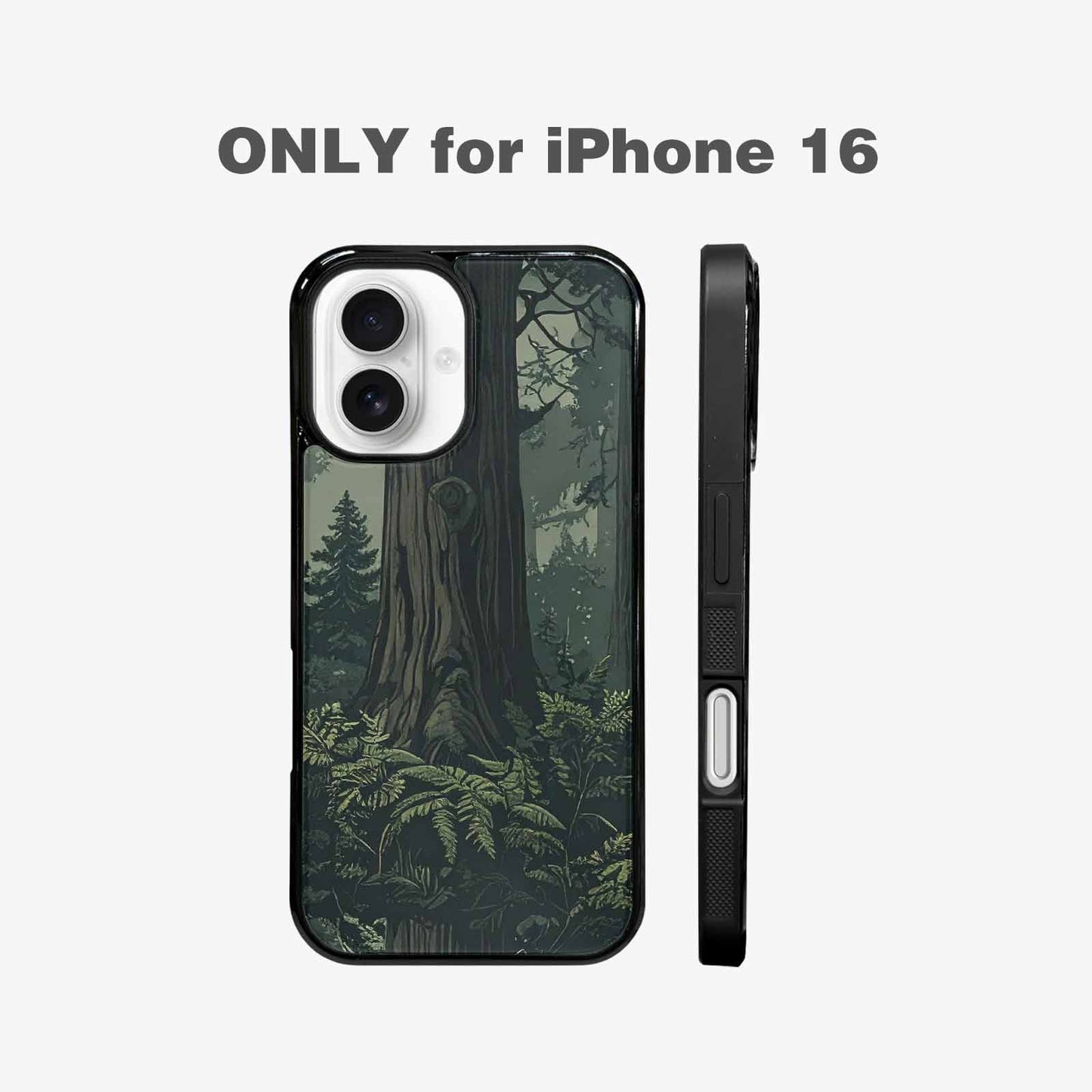 iPhone 16 Case — Seamless Pattern Ancient Redwood Forest Giant, Custom Printed Phone Case
