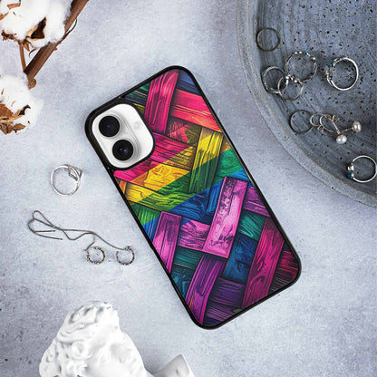 iPhone 16 Plus Case — Polysexual Flag Color Theme Small Rainbow, Custom Made Phone Cover