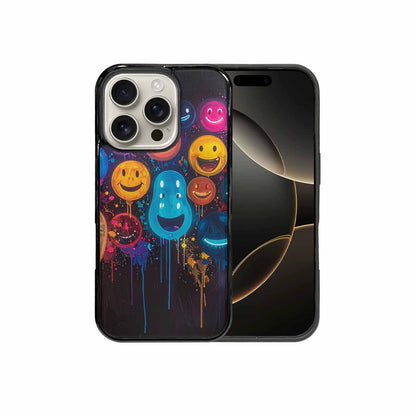 iPhone 16 Pro Case — Smiley Faces Glow Smiley Faces Pattern, Customized Protective Case