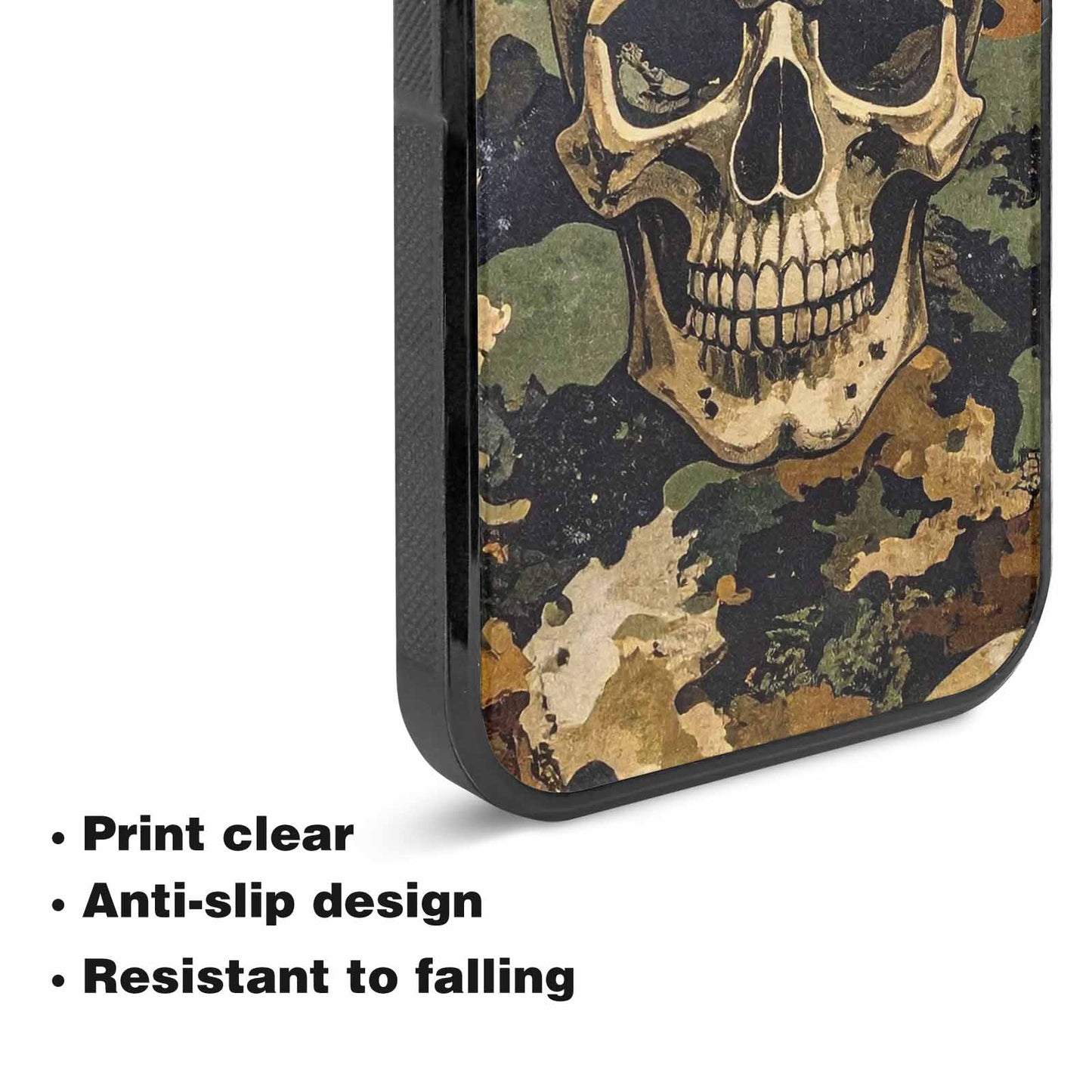 iPhone 15 Plus Case — Military Camo Skull Custom, Custom Art Phone Cover