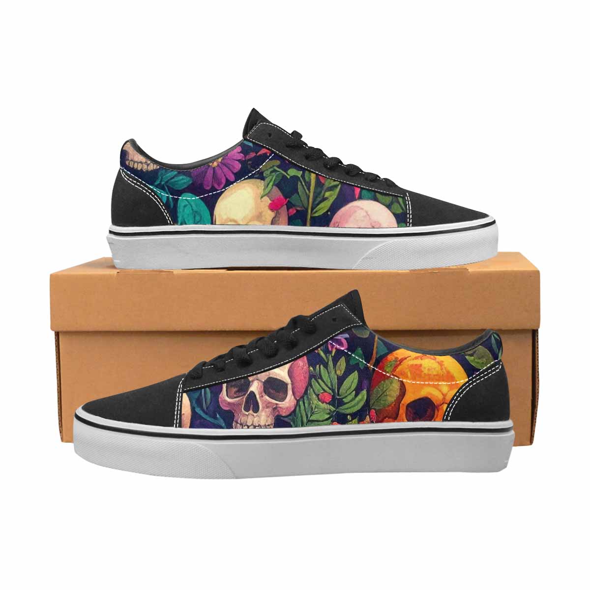 WOMEN'S Skulls  Botanical Skulls Lace-Up Canvas Surreal Shoes