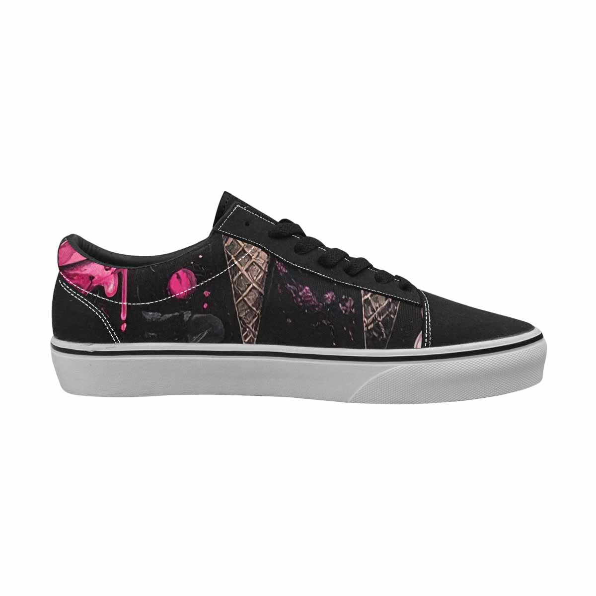 WOMEN'S Ice Cream Motif Lace-Up Canvas Neon Fantasy Custom Shoes