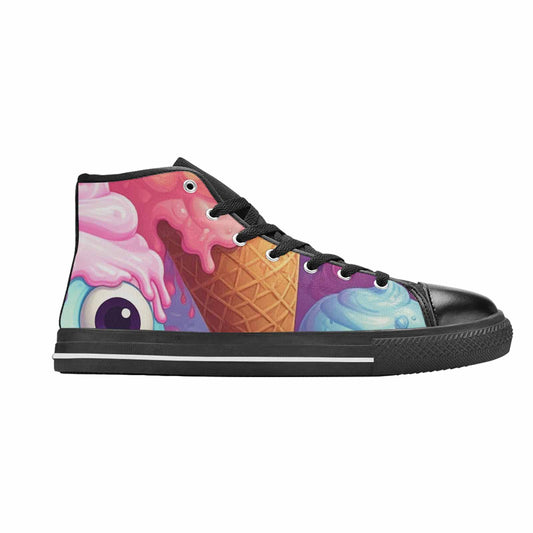WOMEN'S Melting Icecream Cone Monster High Top Canvas Vibrant Chaos Shoes