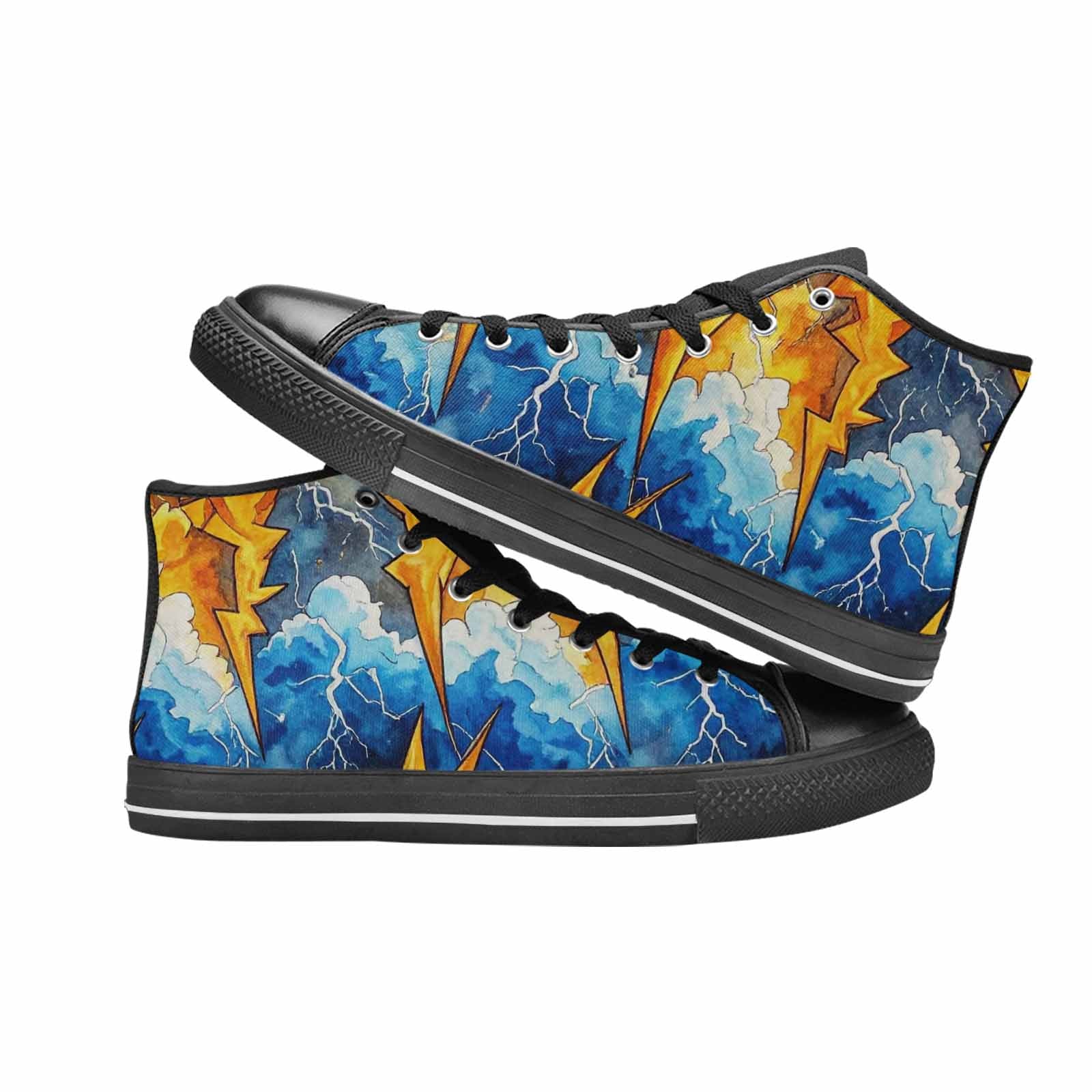 MEN'S Lightning Bolt High Top Canvas Vivid Custom Shoes