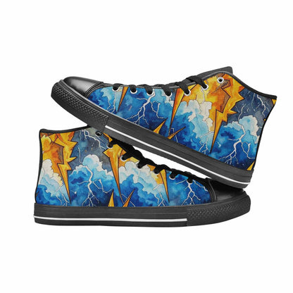 MEN'S Lightning Bolt High Top Canvas Vivid Custom Shoes