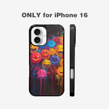 iPhone 16 Case — Smiley Faces Glow Smiley Faces Pattern, Custom Print Case Cover
