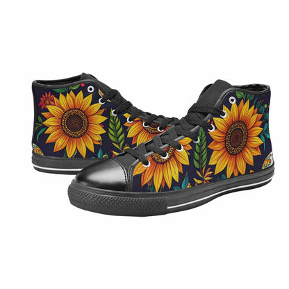 MEN'S Sunflowers And Skulls High Top Canvas Neon Fantasy Shoes