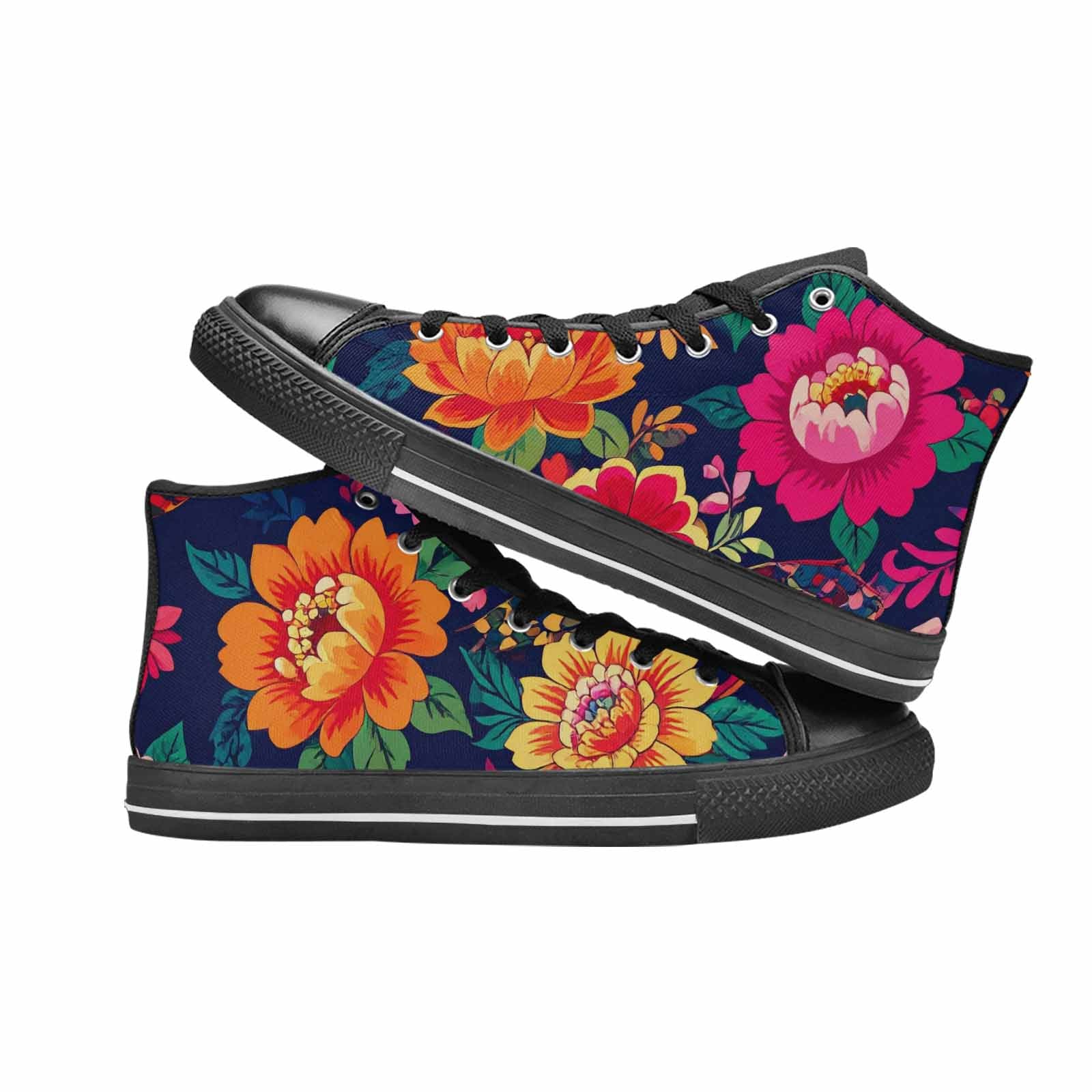 MEN'S Floral Snake Print High Top Canvas Surreal Sneakers