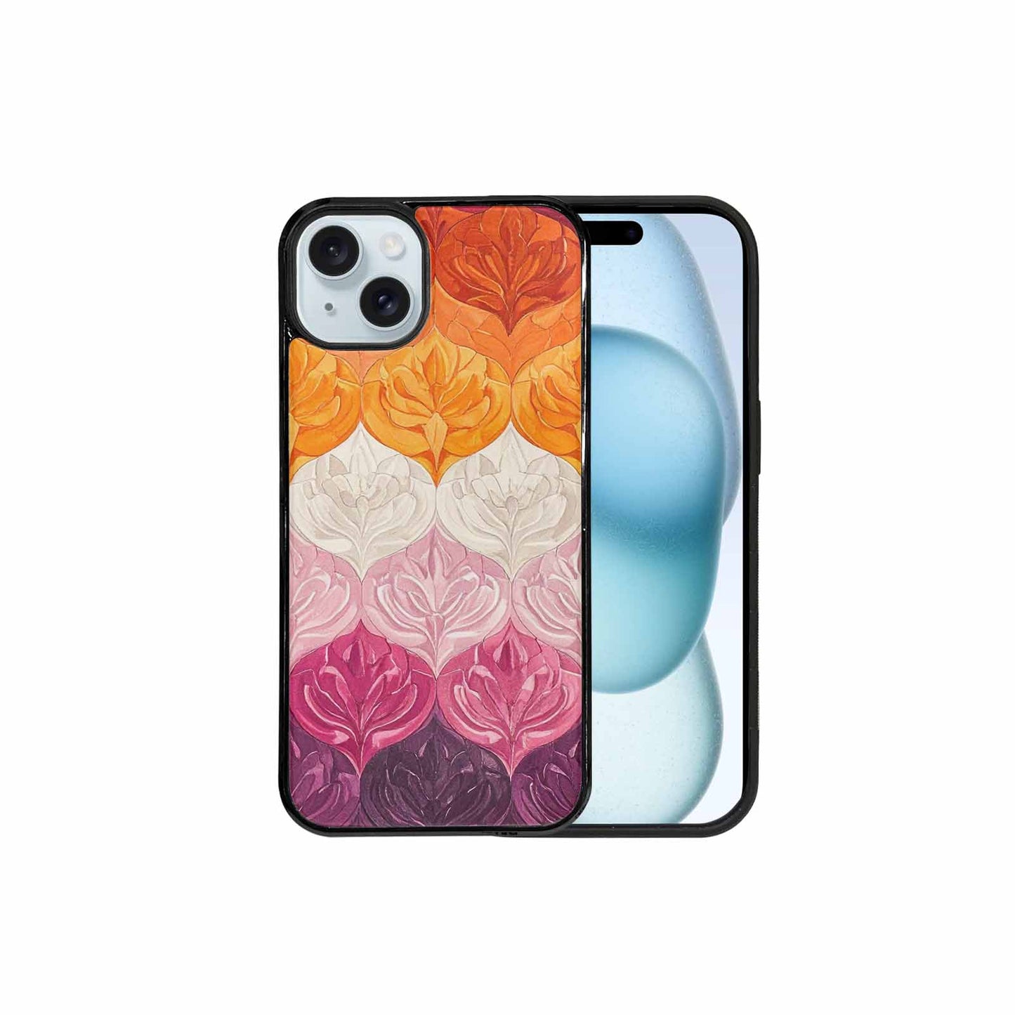 iPhone 15 Plus Case — Lesbian Flag Color Theme Small Rainbow, Custom Made Phone Cover
