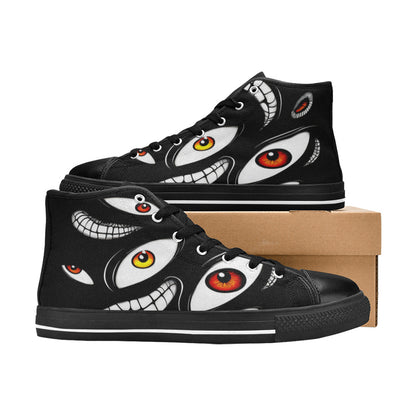 WOMEN'S Teeth Eyes High Top Canvas Grunge Shoes