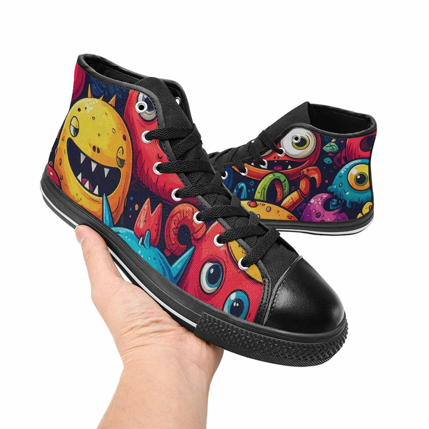 MEN'S Cartoon Monster Character High Top Canvas Neon Fantasy Custom Sneakers