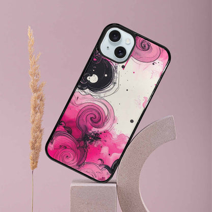 iPhone 15 Plus Case — Van Gogh Swirl Black Pink Ink, Custom Made Phone Cover