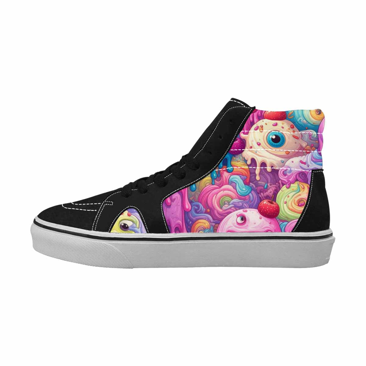 WOMEN'S Melting Icecream Monster Cherry High Top Canvas Grunge Sneakers