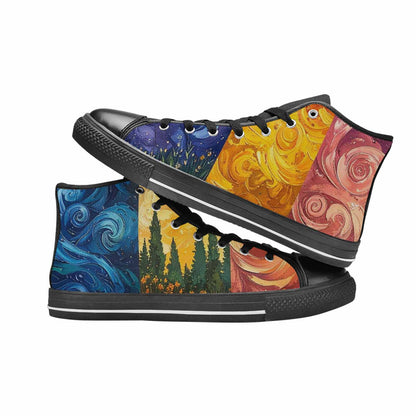 MEN'S Van Gogh-Style Swirl High Top Canvas Dark Academia Sneakers