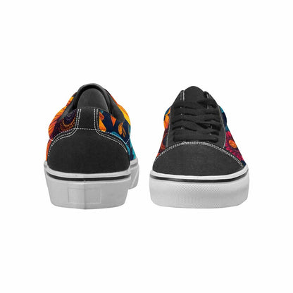 WOMEN'S Sunflower Skulls Print Canvas Lace-Up Vivid Sneakers
