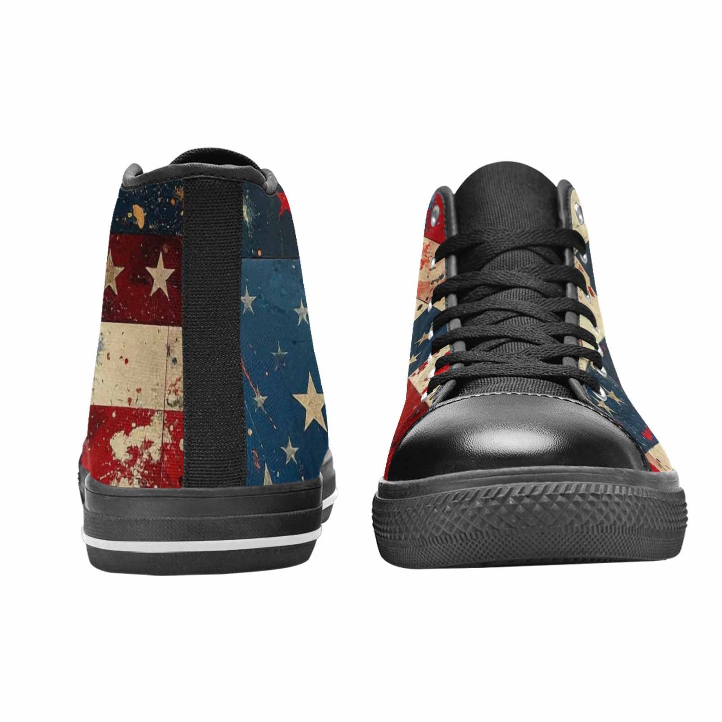 MEN'S American Flag Stars High Top Canvas Wallpaper Art Custom Shoes