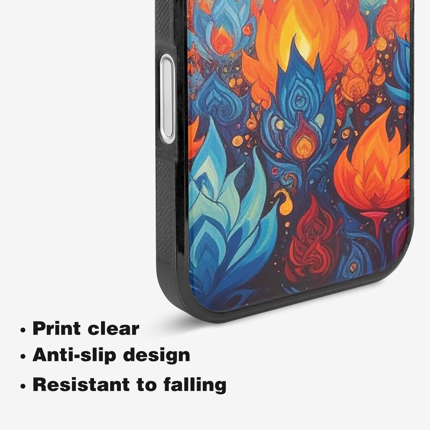 iPhone 16 Plus Case — Flame Burst Full Color Vibrant Flame, Customized Protective Case