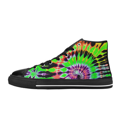 MEN'S Cc Tie Dye Art High Top Canvas Vibrant Chaos Sneakers