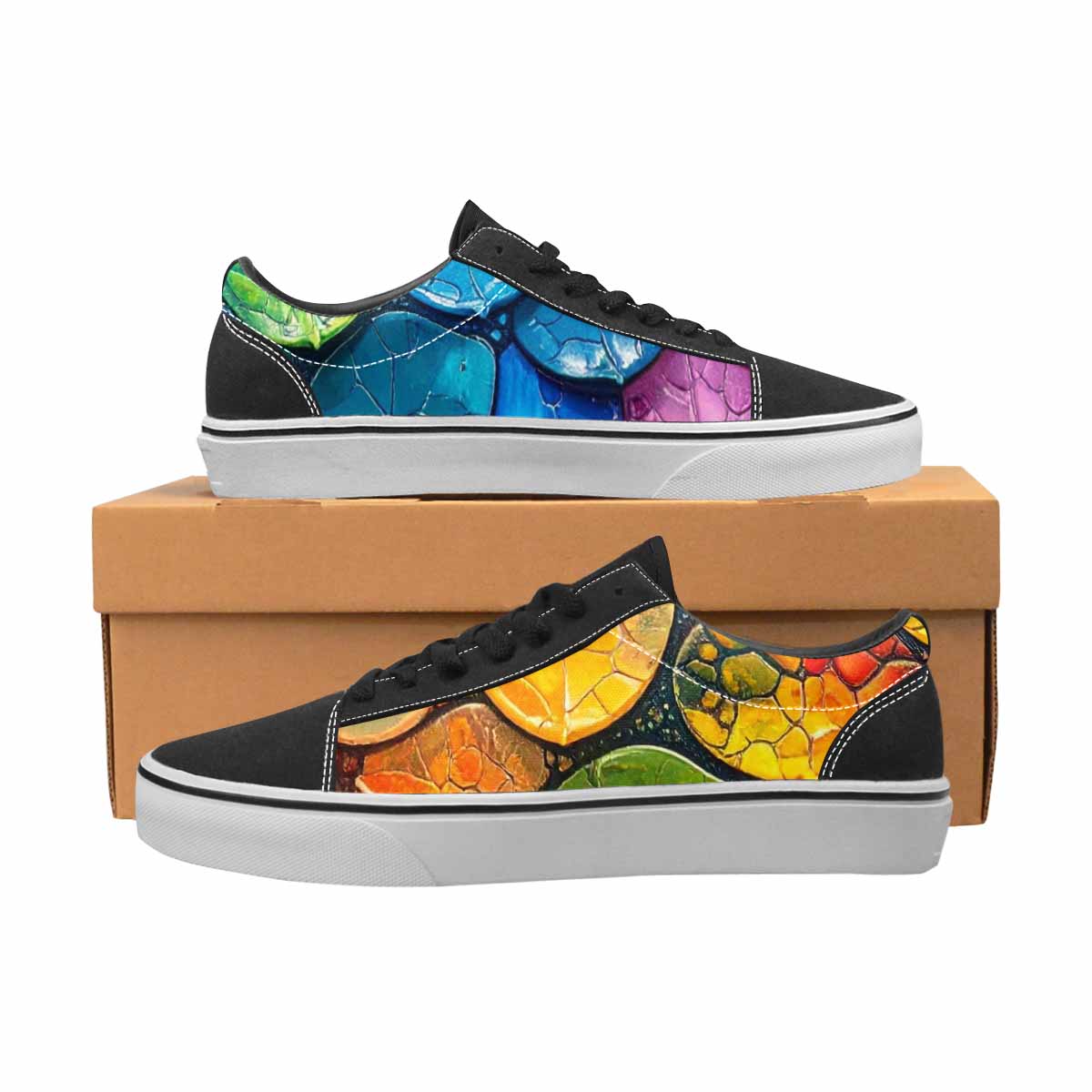 WOMEN'S Reptile Scale Lace-Up Canvas Melting Art Custom Sneakers