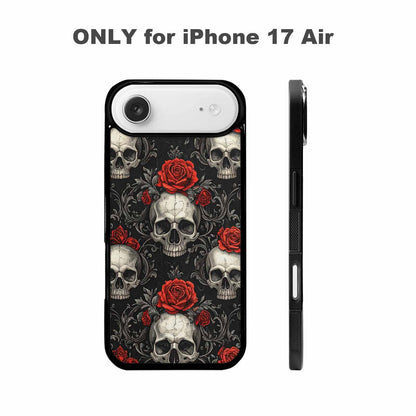 iPhone 17 Air Case — Skulls Roses Fine Line Gothic Skulls, Original Design Phone Case