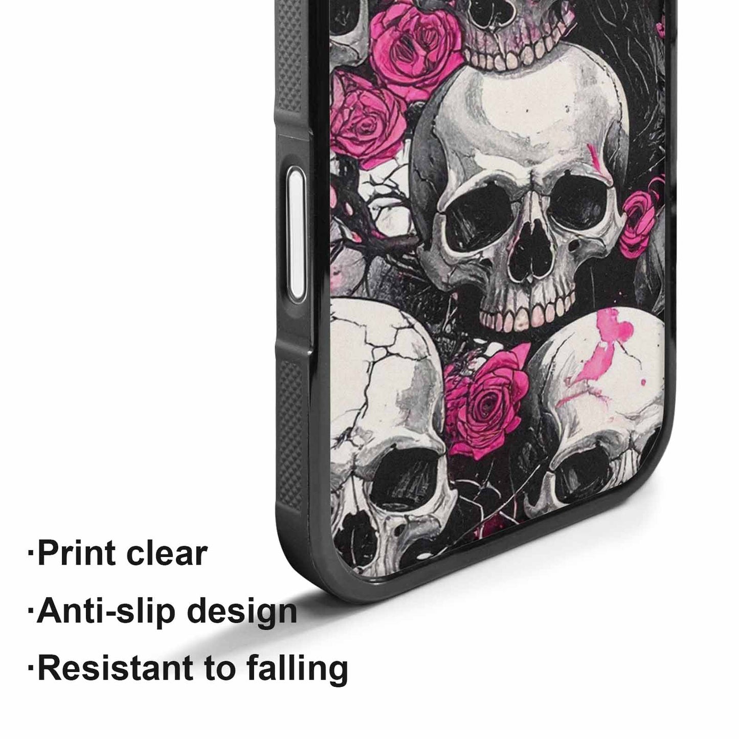 iPhone 17 Case — Black &amp; Pink Ink Gothic Skulls, Custom Phone Case