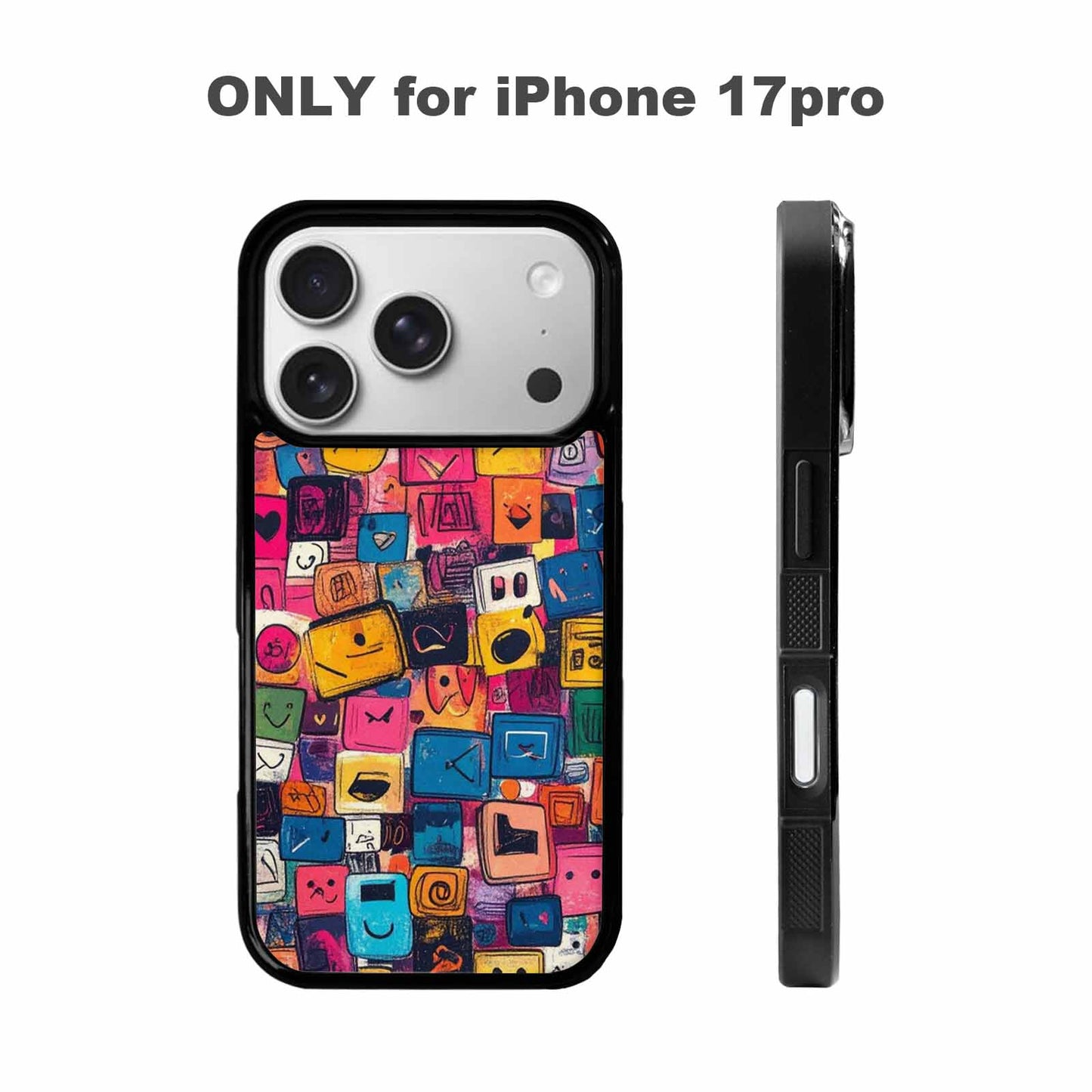 iPhone 17 Pro Case — Hand Drawn Icon Doodle Pattern Original, Custom Made Phone Cover