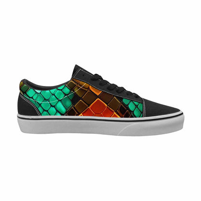 WOMEN'S Dark Snake Print Canvas Lace-Up Vibrant Chaos Custom Sneakers