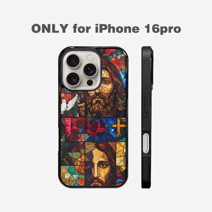 iPhone 16 Pro Case — Jesus Face Small Cross And Faith, Personalized Phone Case