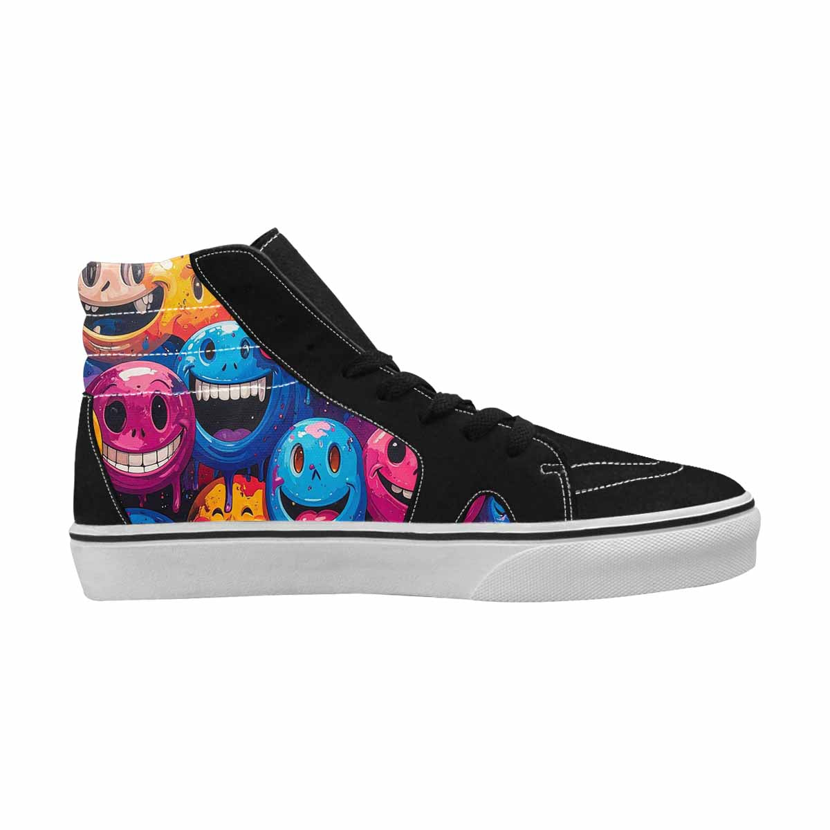 MEN'S Melting Moon Smiley High Top Canvas Y2K Custom Shoes