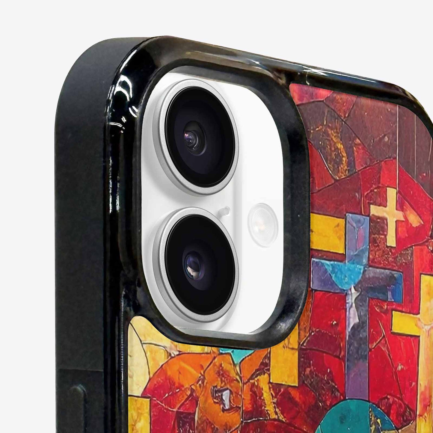 iPhone 16 Case — Faith Cross And Faith Icons Pattern, Unique Phone Case Design