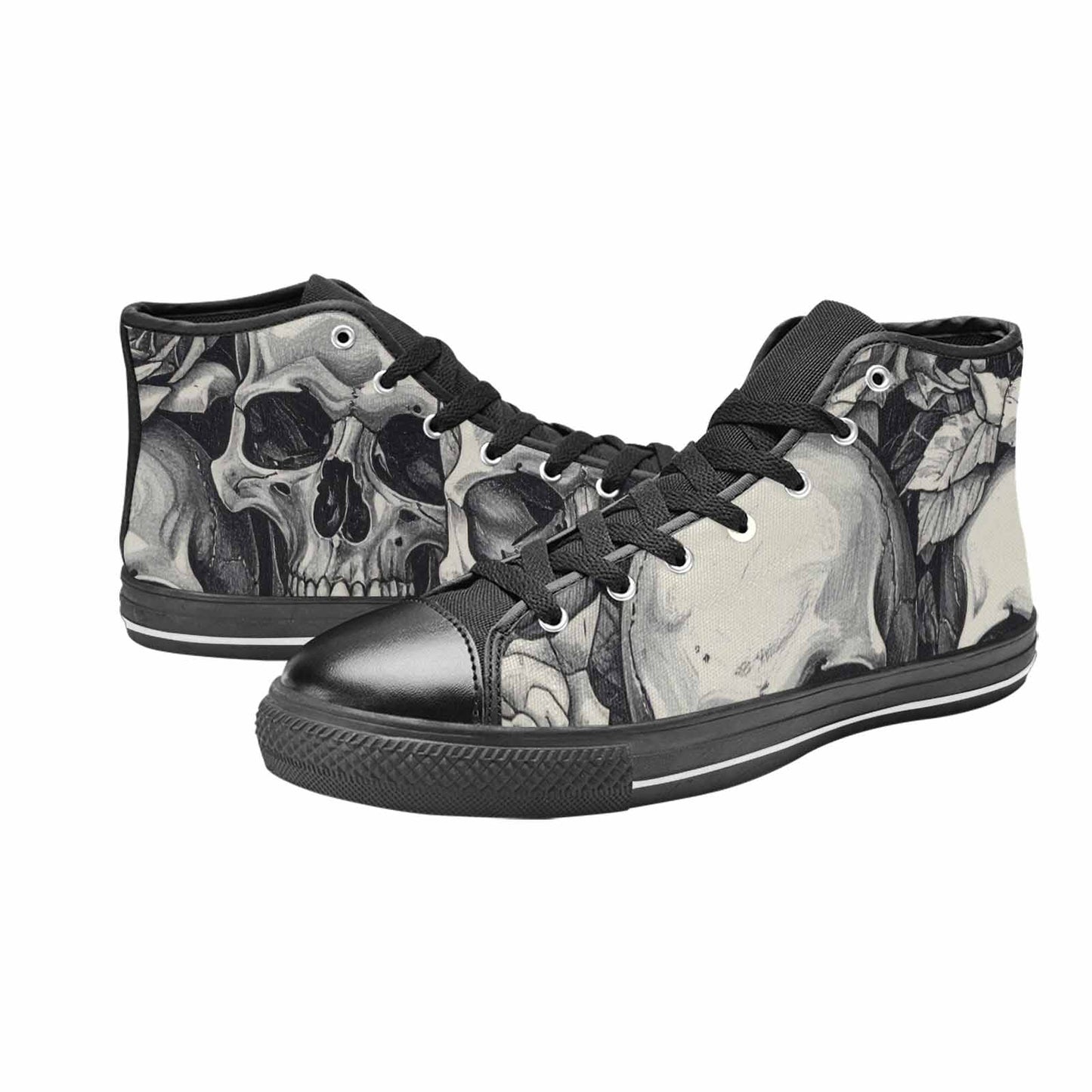 WOMEN'S Skulls Roses Pen Ink High Top Canvas Y2K Custom Sneakers