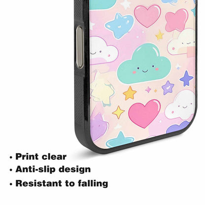 iPhone 16 Pro Case — Cute Kawaii Style Generic Icons Stars, Custom Designed Case Cover