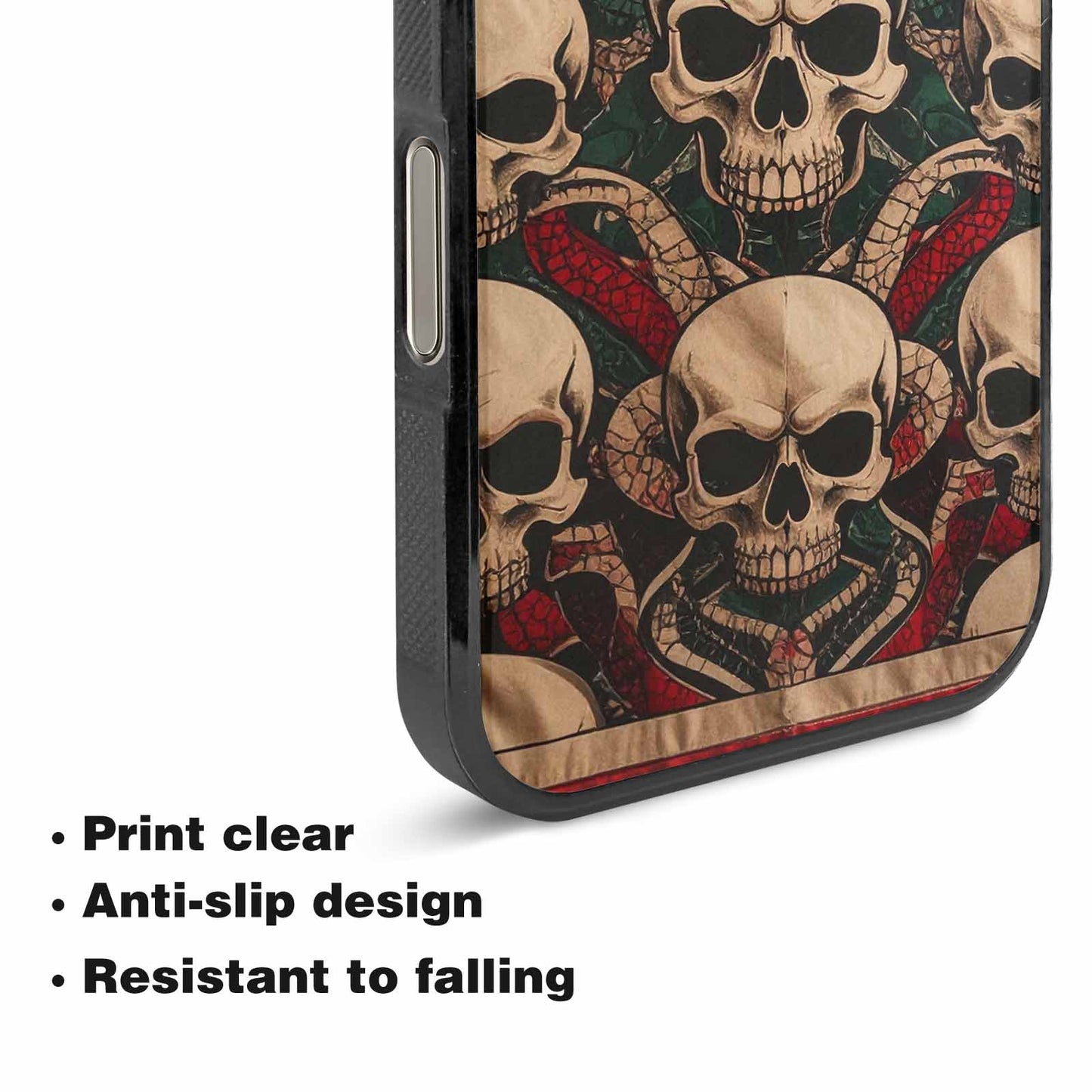 iPhone 16 Pro Case — Traditional Tattoo Style Skulls Entwined With, Custom Made Phone Cover