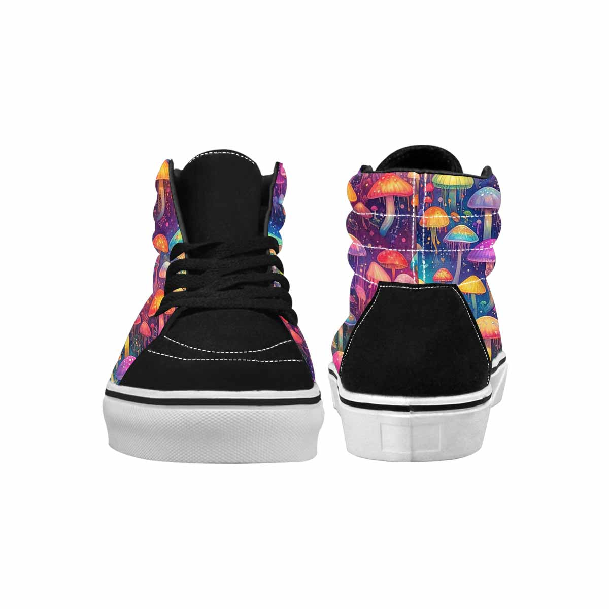 MEN'S Rainbow Drip Mushrooms High Top Canvas Cottagecore Sneakers
