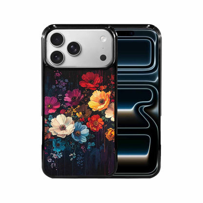 iPhone 17 Pro Max Case — Shadowy Glitch Floral Pattern Floral, Custom Printed Phone Case