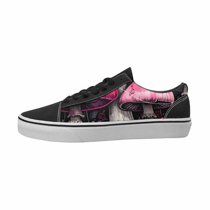 WOMEN'S Mushrooms Black & Pink Ink Canvas Artist-designed Cottagecore Custom Art Shoes