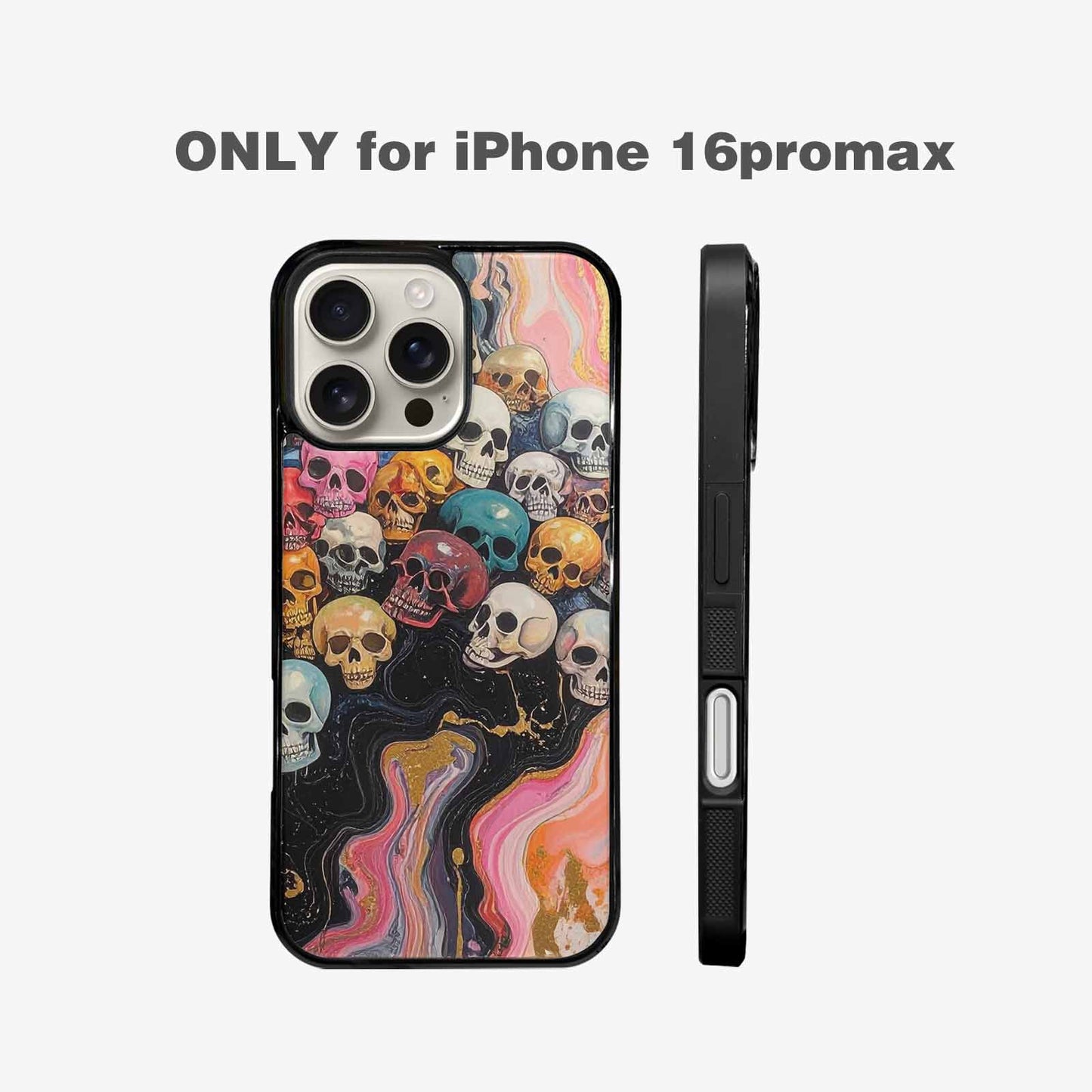 iPhone 16 Pro Max Case — Skulls Marbleskulls Pattern, Custom Phone Case