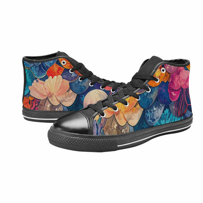 WOMEN'S Fish Scale Coral High Top Canvas Wallpaper Art Shoes