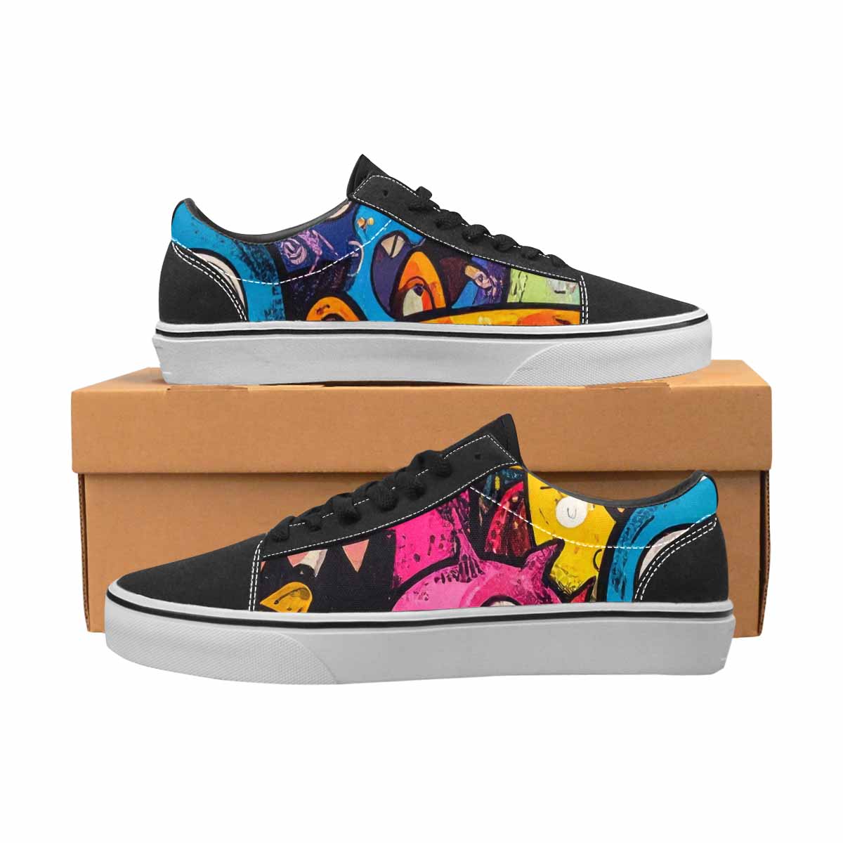 MEN'S Goofy Cartoon Monster Canvas Lace-Up Vibrant Chaos Shoes