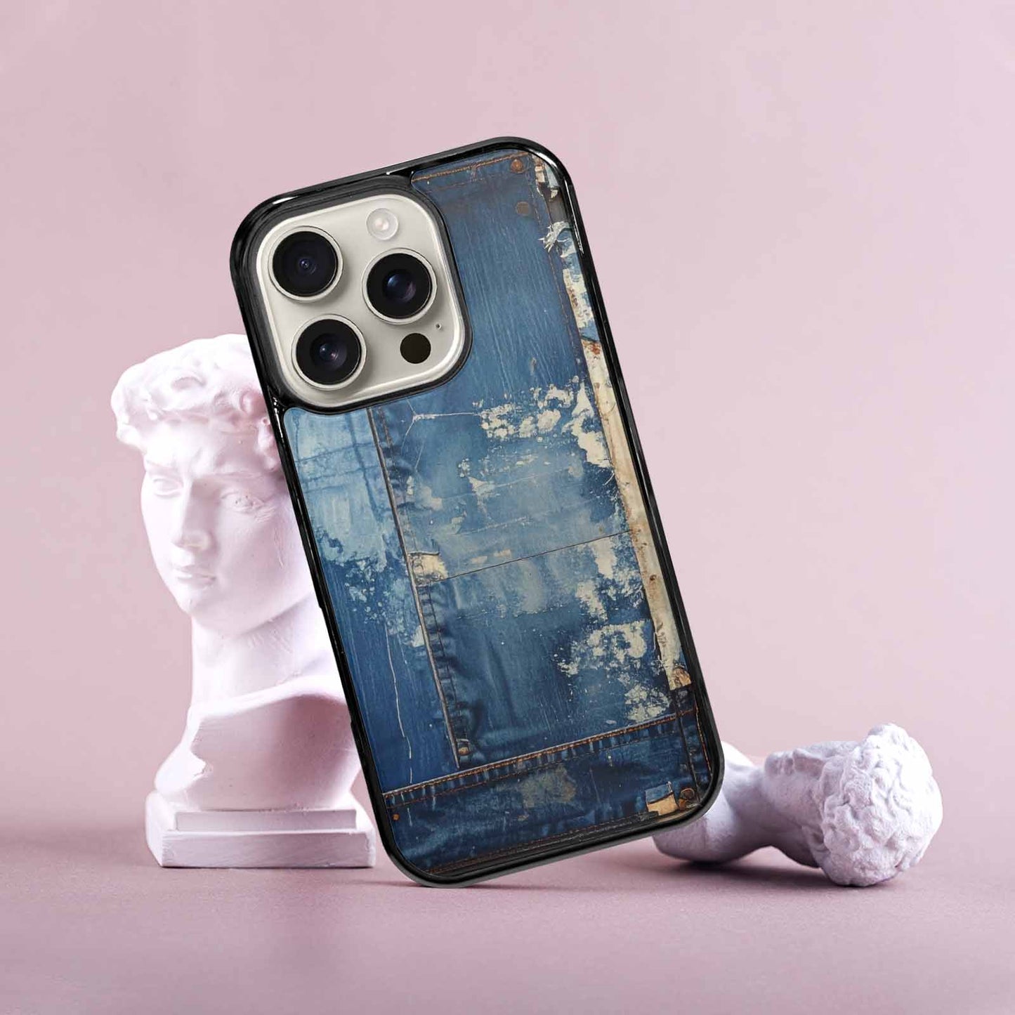 iPhone 16 Pro Case — Denim Distressed Textures Print Edge To, Customized Protective Case