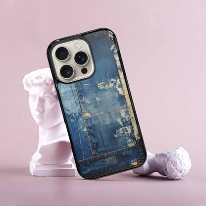 iPhone 16 Pro Case — Denim Distressed Textures Print Edge To, Customized Protective Case