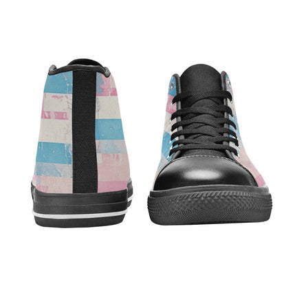 MEN'S Transgender Flag Color High Top Canvas Aesthetic Sneakers