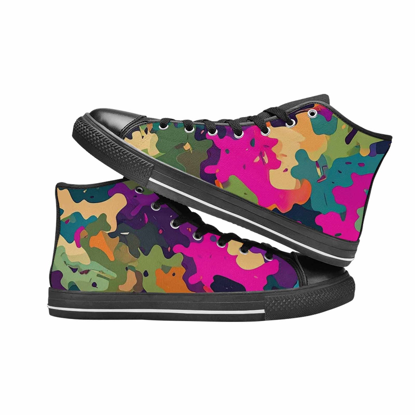 MEN'S Military Camouflage Blotch High Top Canvas Wallpaper Art Shoes