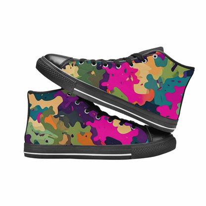 MEN'S Military Camouflage Blotch High Top Canvas Wallpaper Art Shoes